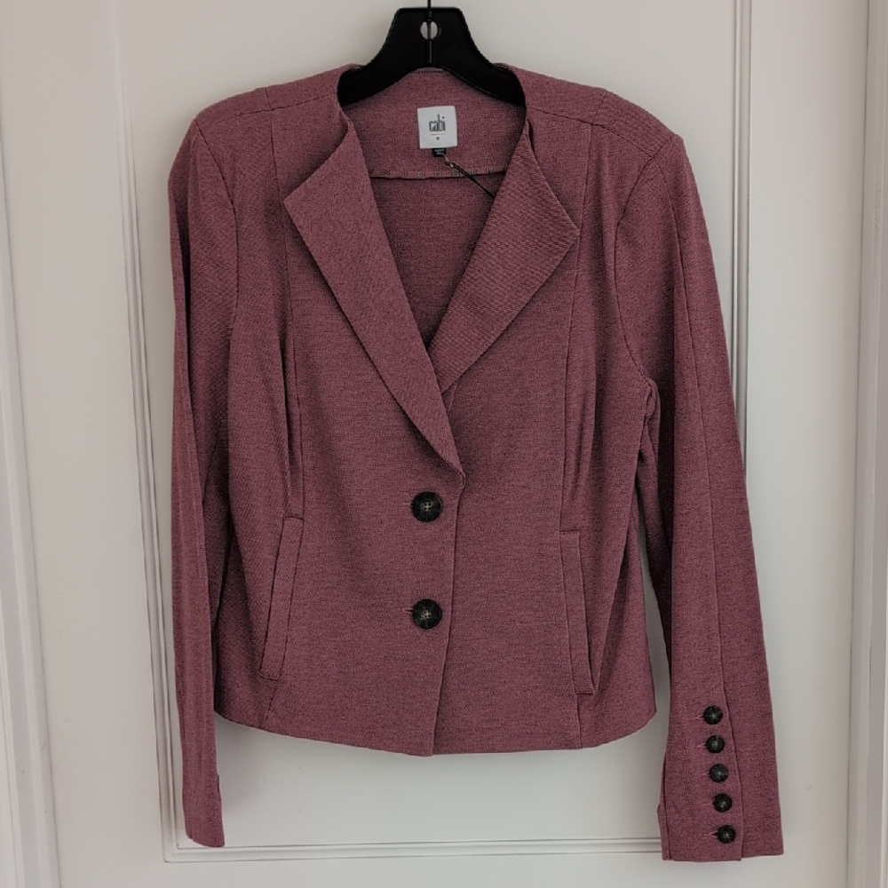 CAbi Applaud Jacket Pink Quartz Blazer #3550 Size 8 Nipped-In Ponte Twill EUC